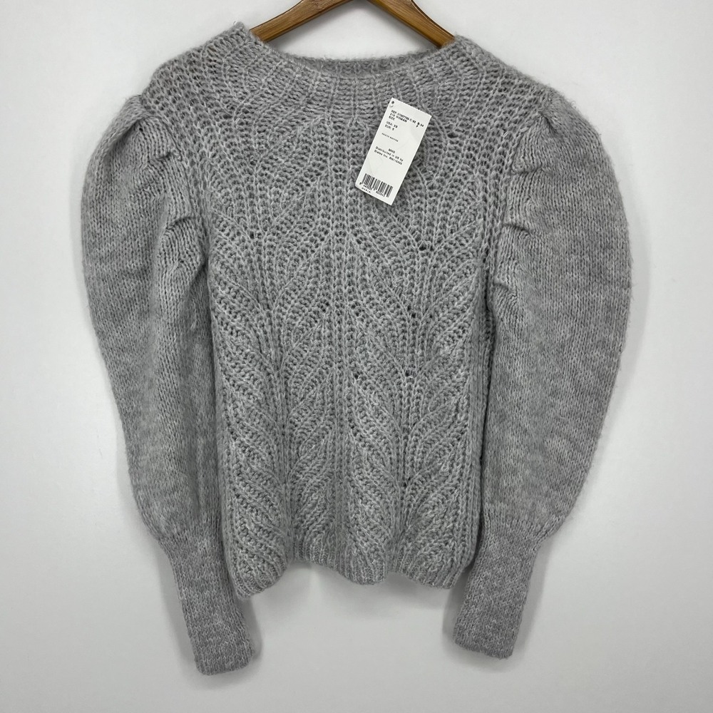 MNG Sweater Women's Size S Gray Mariposa Cable Knit Mock Neck NWT